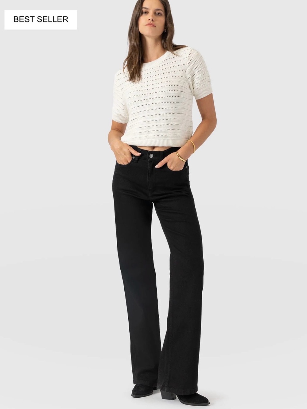 Saint and Sofia Black Wide Leg Jean - 6